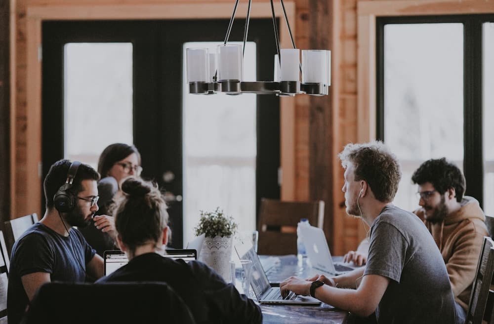 A team meeting in an office